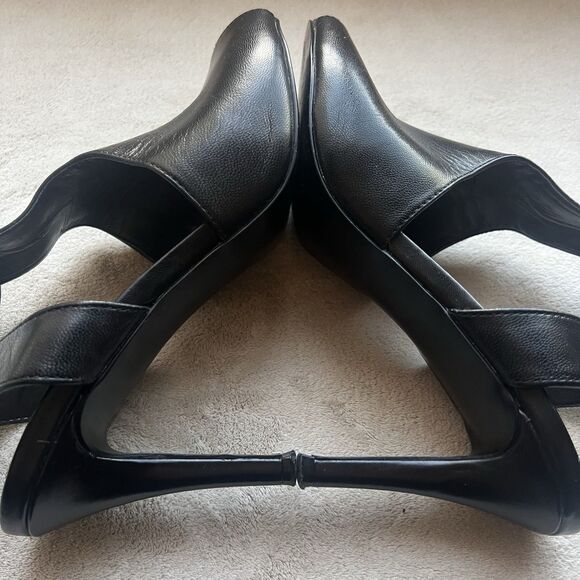 New Nine West Infusion Black Leather Heeled Sandals Women 8.5 M Ankle Strap - Picture 5 of 16